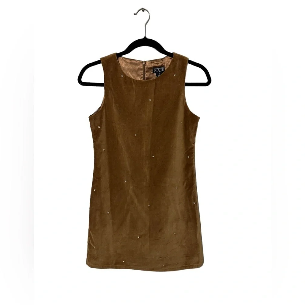 The Childrens Place‎ Brown Velvet Sparkle Sheath Dress Girls Size 12 Holiday
